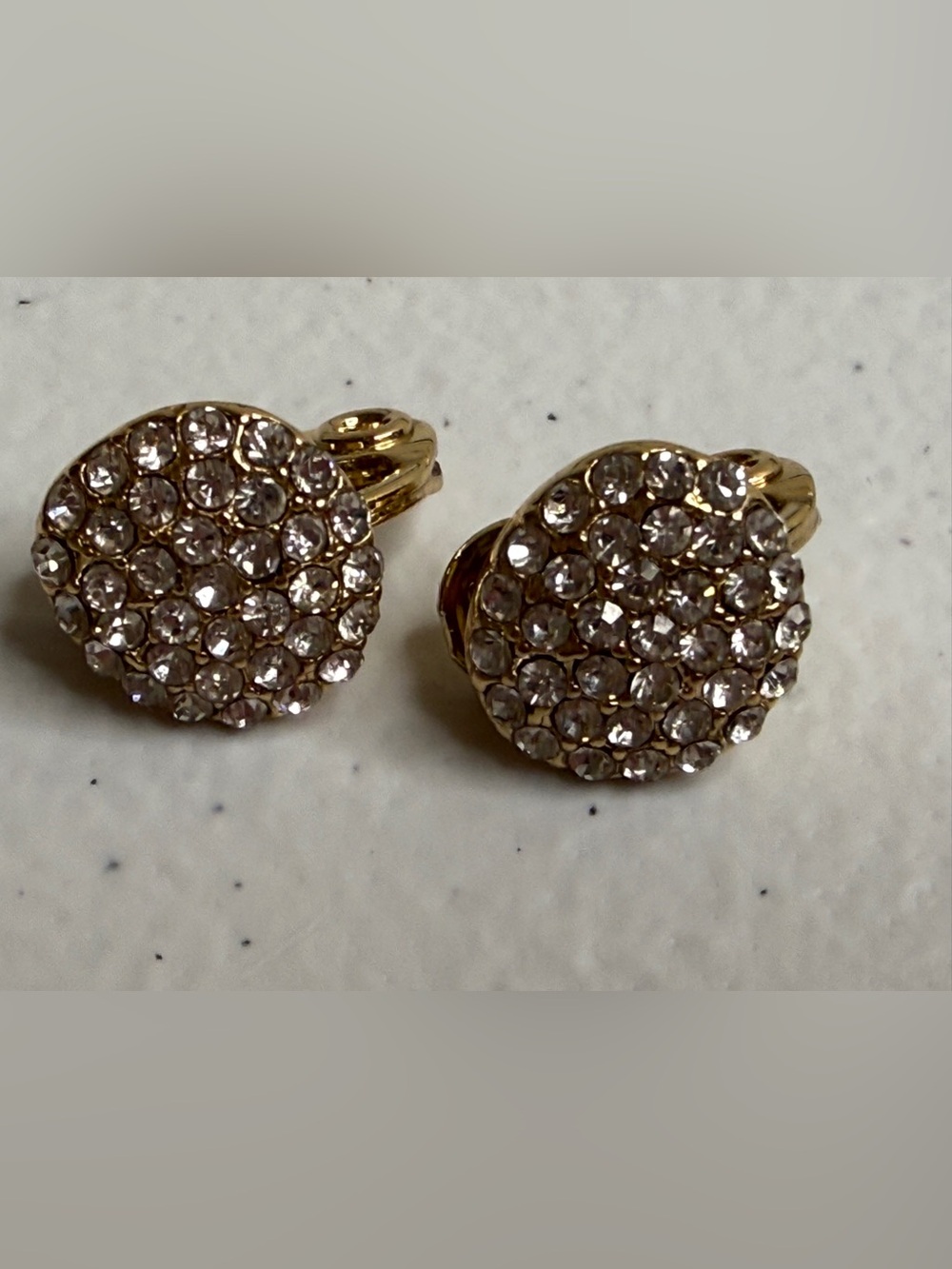 Gold-Tone Crystal Pave Clip-On Earrings - Clear Crystal
